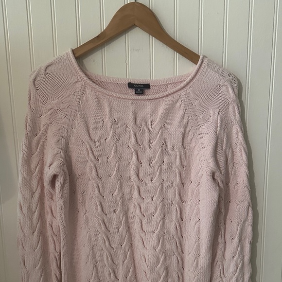 Nautica Pink Cable Knit Sweater sz M - Picture 4 of 10